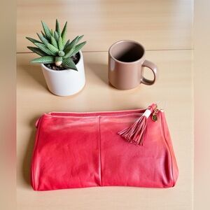 Etra Vintage 1970s Zip Leather Clutch with Tassel NWOT